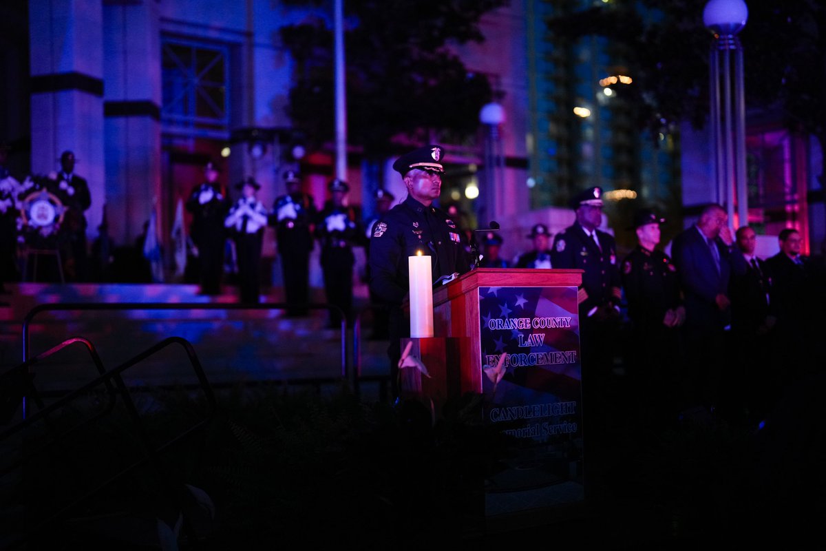 Tonight Chief Smith and members of OPD joined local law enforcement, fallen officer families, and our community to honor the 53 lives lost in Orange County in the line of duty. We will always remember their courage and sacrifice.