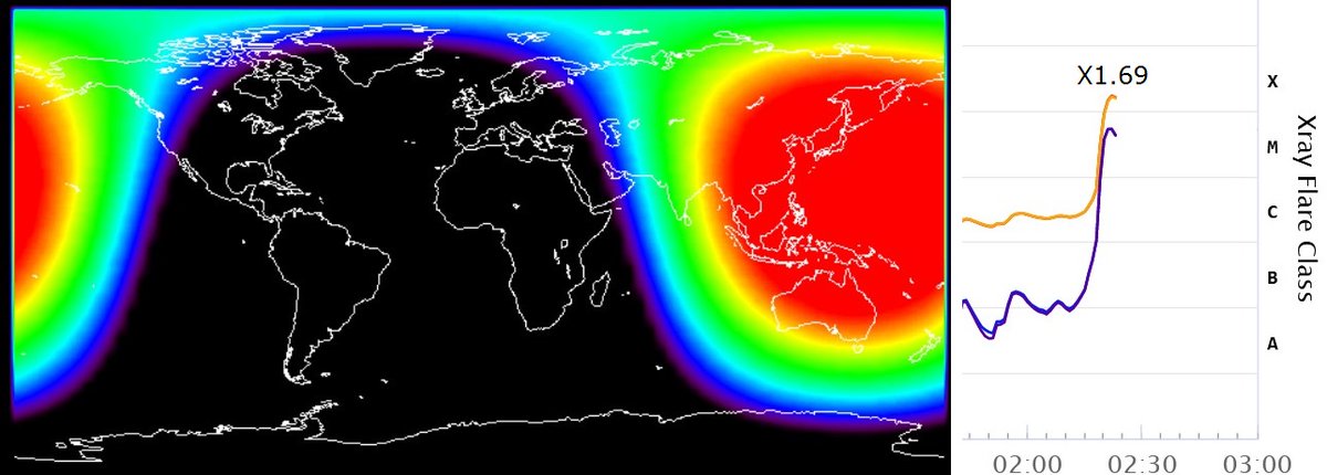 A strong solar flare measuring X1.6 is currently in progress. More to follow. SolarHam.com