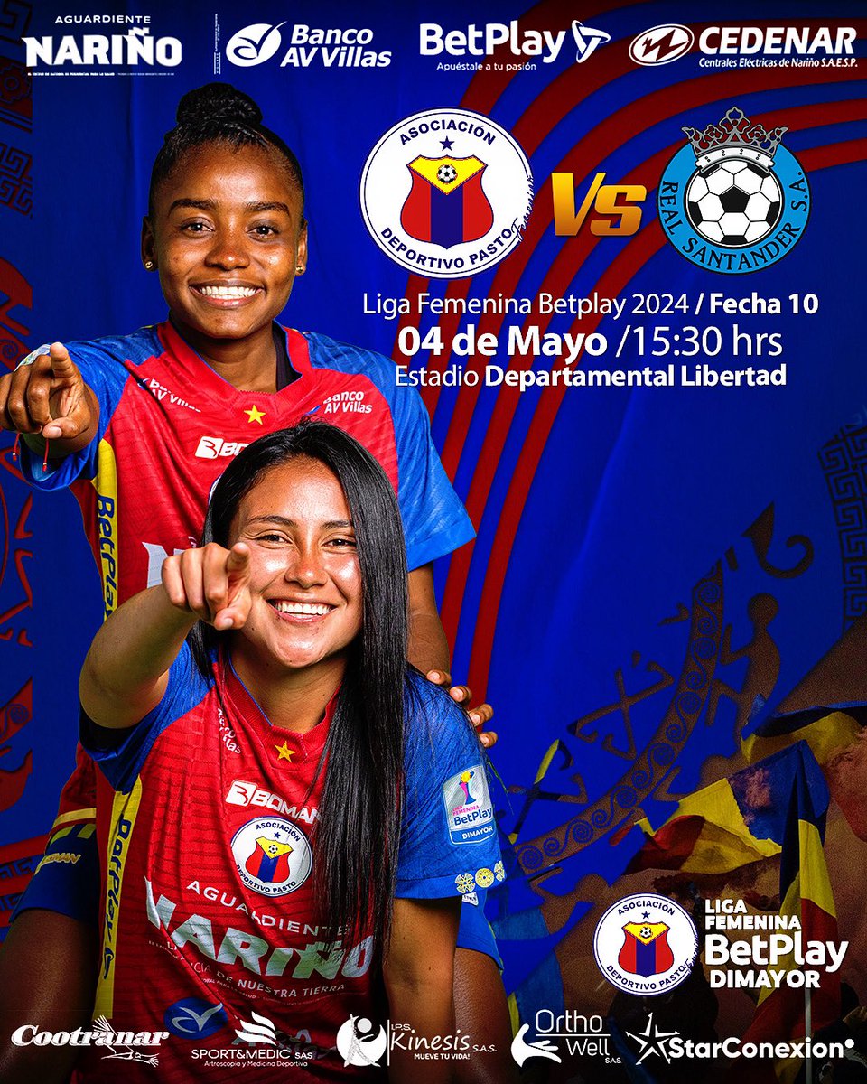 ❤️💛💙 Este sábado, desde las 3:30 pm, nuestras volcánicas recibirán a Real Santander por la décima fecha de la Liga Femenina BetPlay Dimayor 2024.