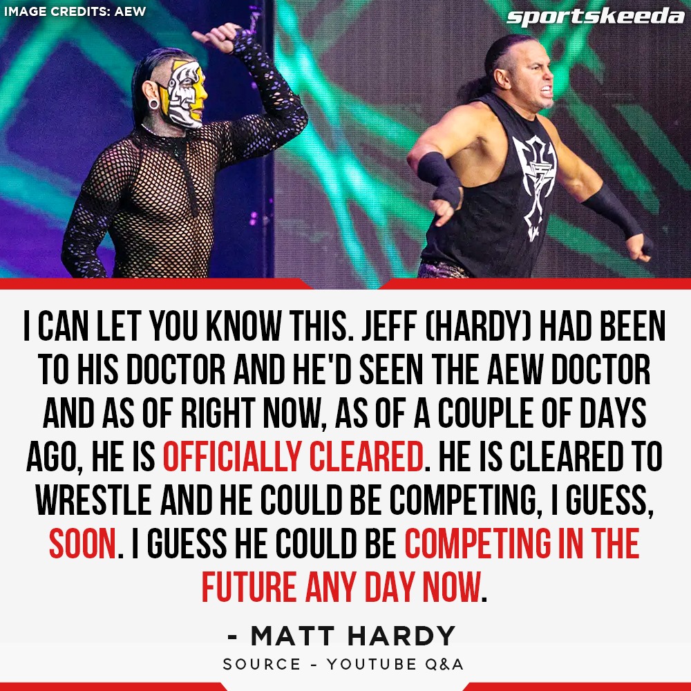 Matt Hardy shares positive medical update about brother Jeff.