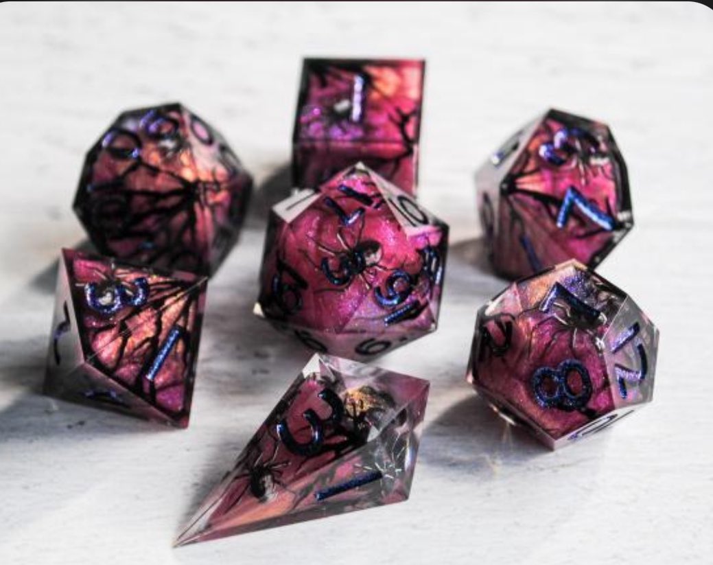 The Opal dice in question: (I commissioned from @ArcaneHallows!) #CriticalRoleSpoilers
