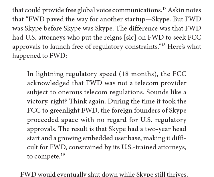 @calebwatney hell, I'm so old that I remember that Skype only captured its market lead because the FCC basically screwed US-based Free World Dialup 25 years ago. We wouldn't have even heard of Skype if not for this. Some might say that progress is policy choice. 😉