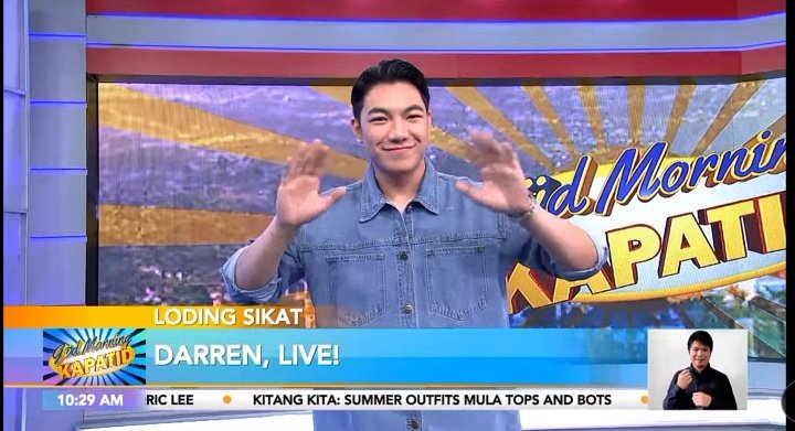 Gud Morning to our handsome and amazing young balladeer and Asia's Pop Heartthrob LIVE on Gud Morning Kapatid!! #DARREN @Espanto2001 #D10