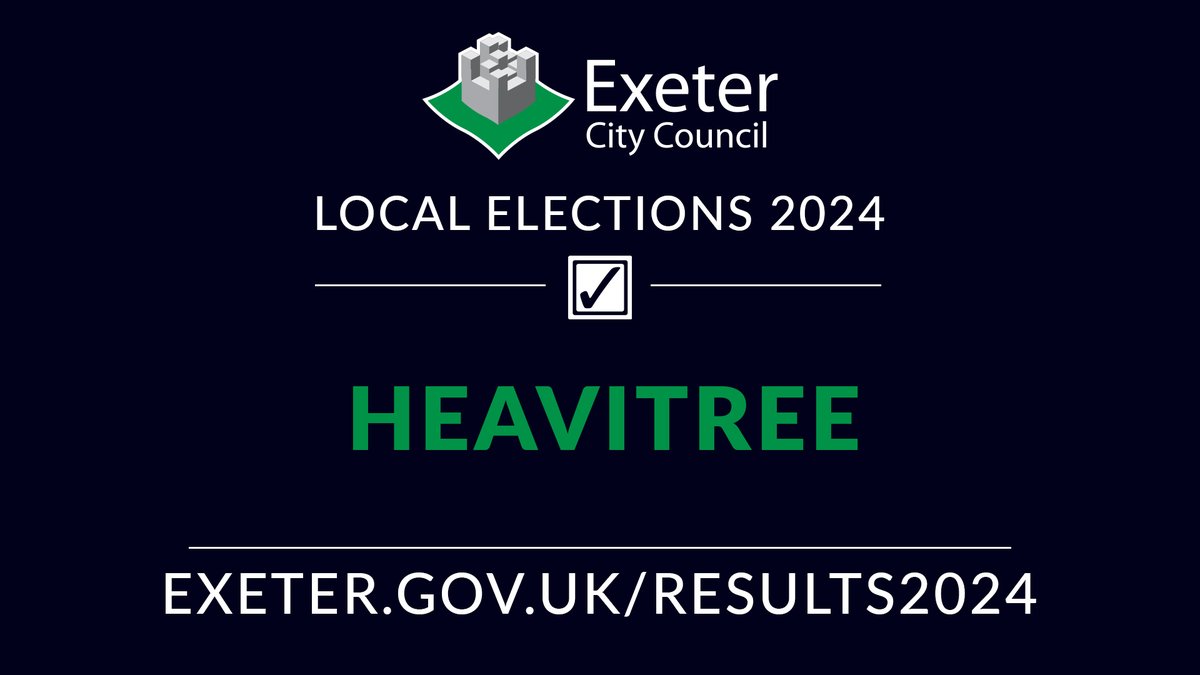 ELECTON RESULT
Exeter – HEAVITREE WARD
HAIGH Lucy (Ind)
Elected ✅
exeter.gov.uk/results2024