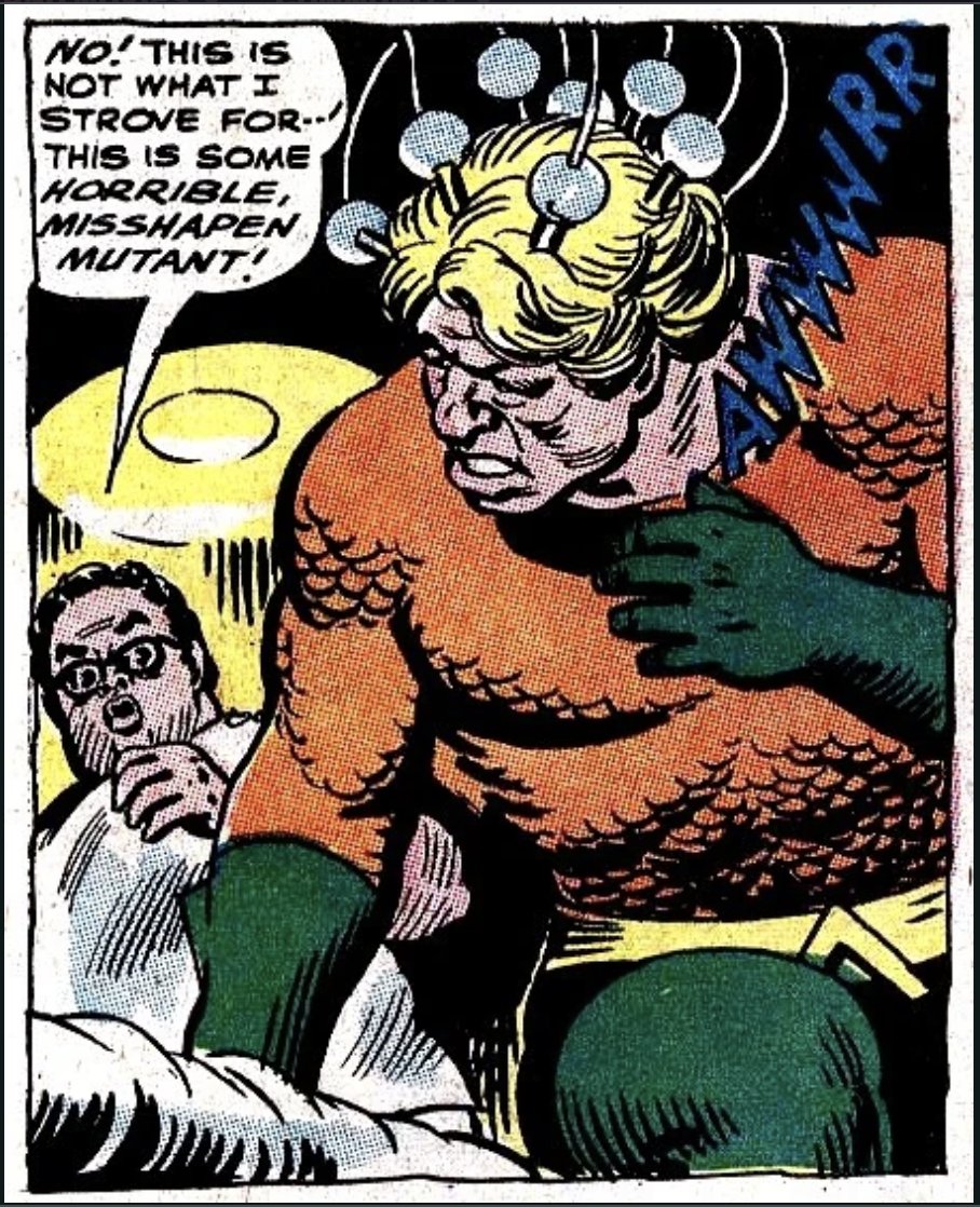 On #ThisDayInSupervillainHistory Millionaire Peter Dudley attempted to woo Mera by transforming himself into an amped-up version of Aquaman - only to meet his end in a whirlpool. Aquabeast debuted 57 years ago in Aquaman #34.