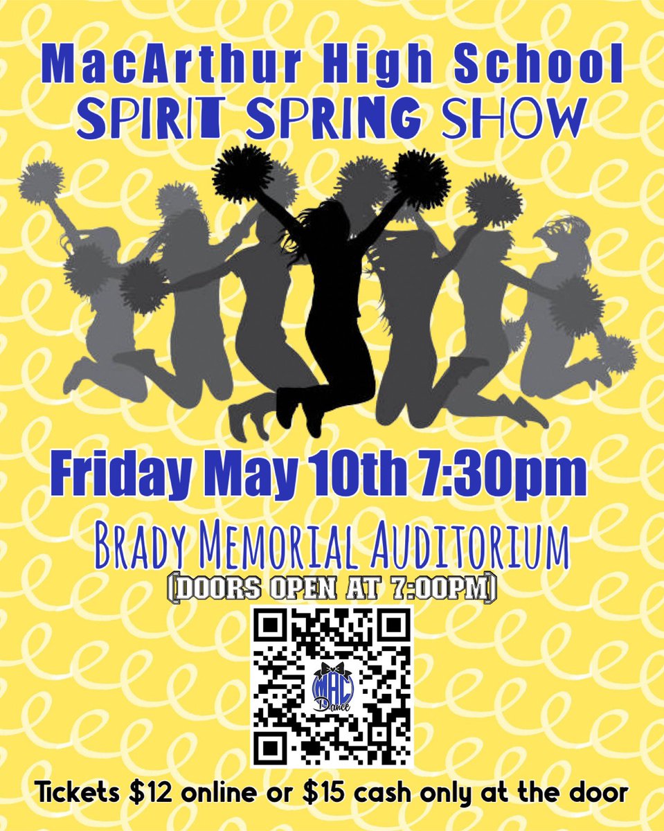 Spring Show is next Friday May 10th at 7:30pm. See performances by Dance Team, Cheer, Pep, Lil General, Ballet Folklorico, & @bradleyNEISD Silver Stars. Click the link for tickets linktr.ee/macarthurdance @NEISD @NEISDFineArts @PrincipalHDZ @RealBrahmaPride