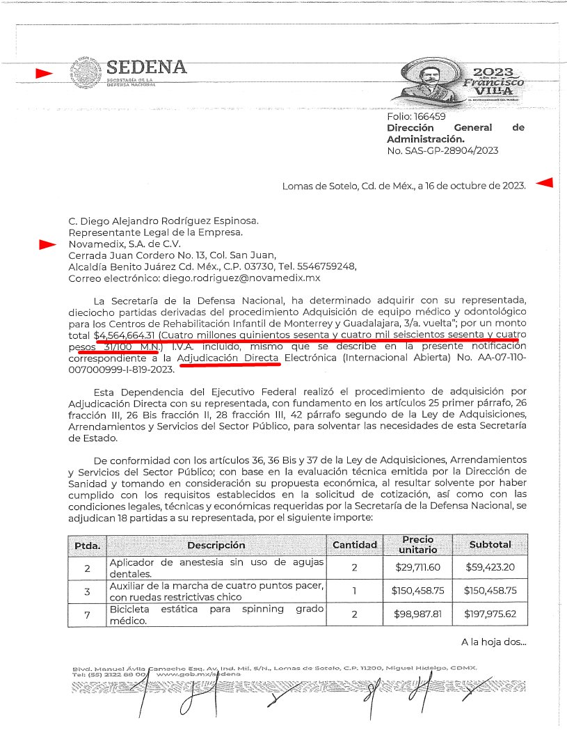 El IMSS (2021) y SEDENA (2023) dieron 2 contratos vía directa por $15, 064,664.31 a Soluciones Biokavi S.A de C.V. y Novamedix S.A. de CV., empresas vinculadas al Secretario de Administración del IPN, Javier Tapia Santoyo.