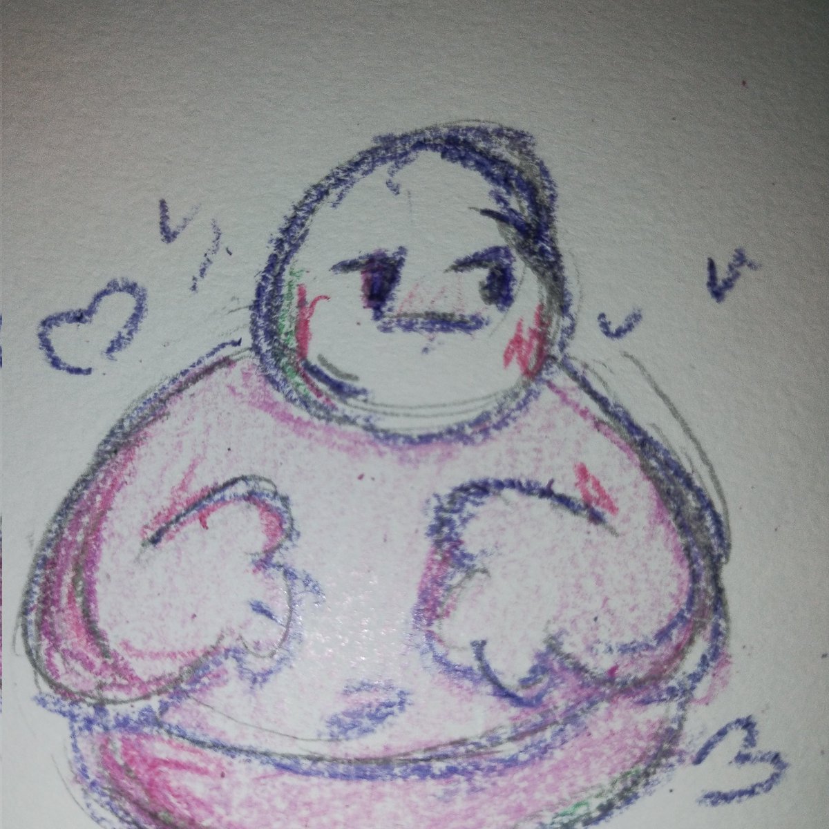 test drawinf i thought was kinda cute before ruining it by forgetting crayons actually smudge a lot when they erase