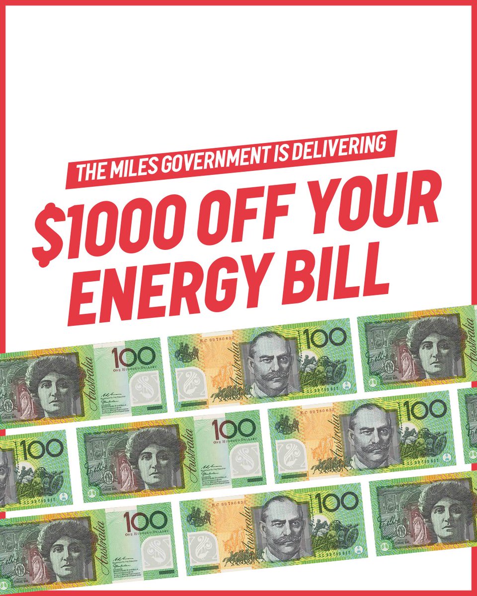 We know families are feeling the pressure of increased household bills and we’re taking action to help 🤝 By keeping assets in public hands and using royalties from big mining companies, we’re taking $1,000 off power bills ⚡️ to put more money back in Queenslanders’ pockets.