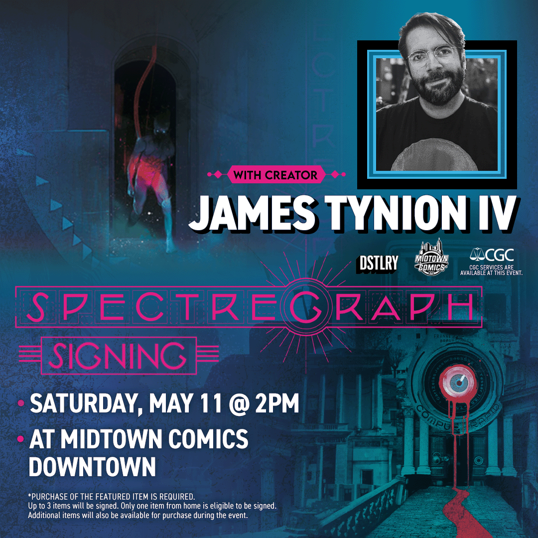 🚨SIGNED ITEMS RULES HAVE CHANGED
✨You may now bring ONE ITEM from your personal collection to be signed
  
For all details on the event, scope our FB event: ow.ly/lyo850Rr53a

@DSTLEY_media #IndieComic #Comicsigning #Whatnot #CGC #gradedcomic #MidtownComics #JamesTynionIV