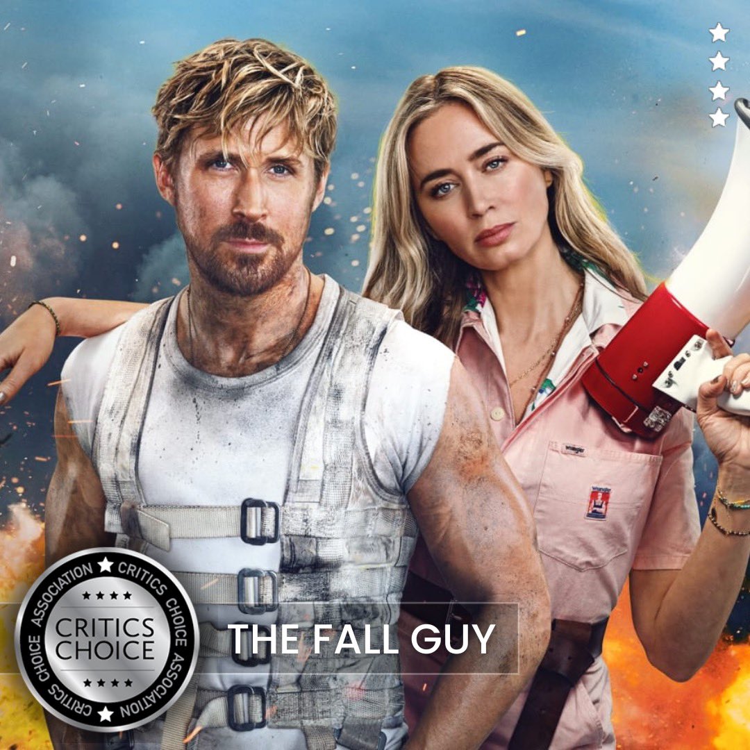 Congratulations to @TheFallGuyMovie! 
The film starring Ryan Gosling and Emily Blunt has earned the Critics Choice Seal of Distinction. ⭐️⭐️⭐️⭐️

#TheFallGuyMovie #CriticsChoice
