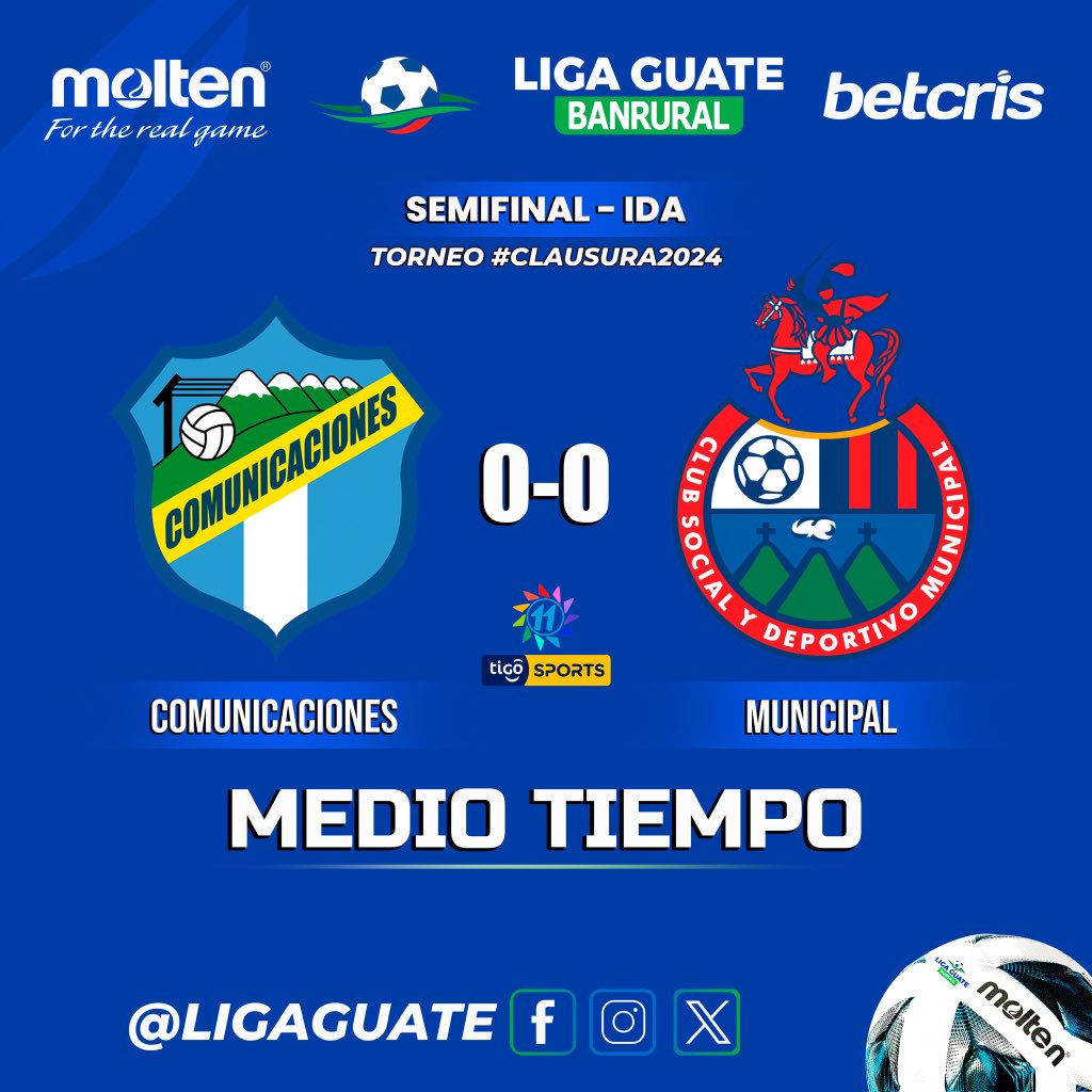 FINALIZA EL PRIMER TIEMPO

Comunicaciones 0-0 Municipal 

🏆 #FaseFinalGT2024 
🆚 #ComunicacionesMunicipal