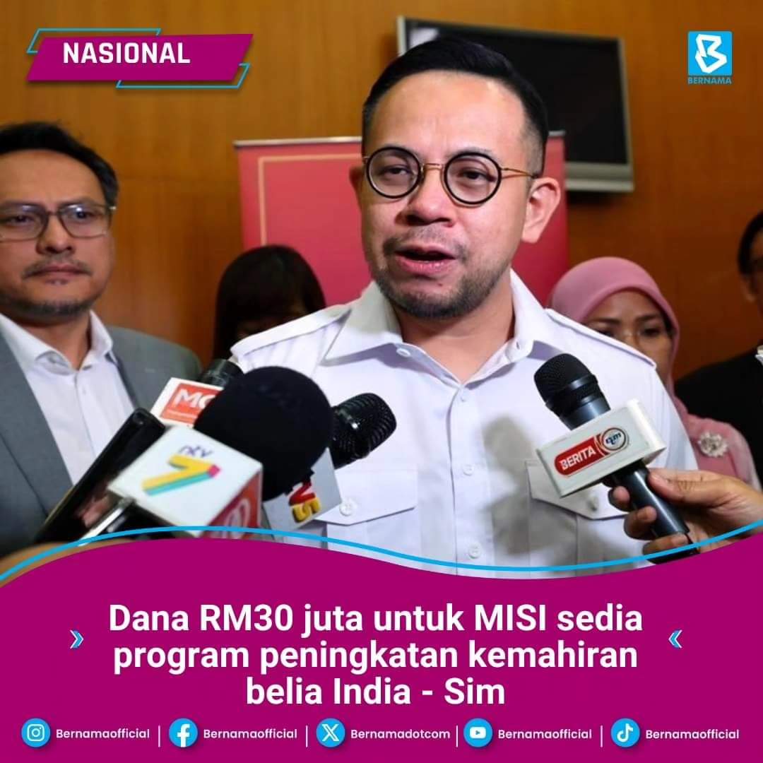 Inisiatif MISI akan menekankan latihan di bidang-bidang kritikal yang memenuhi kehendak industri dan keperluan negara - Menteri Sumber Manusia, @scheekeong

#MISI
#MITRA
#KESUMA
#MalaysiaMADANI
#DemiRakyat
#DemiPertiwi
#KLCeria
#CMSWPKL