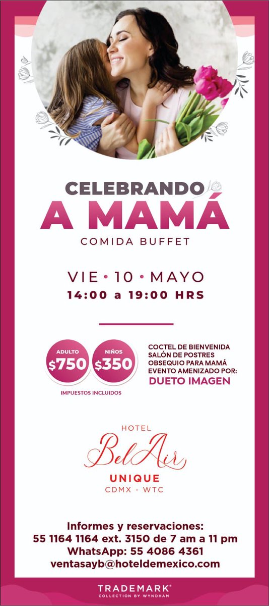 Este 10 de mayo festeja a mamá en grande!!!! Reserva y disfruta el día de las madres con Dueto imagen #diadelamadre #10demayo #hoteldemexico #mexico #show #comida #reservaciones #enjoy #musica