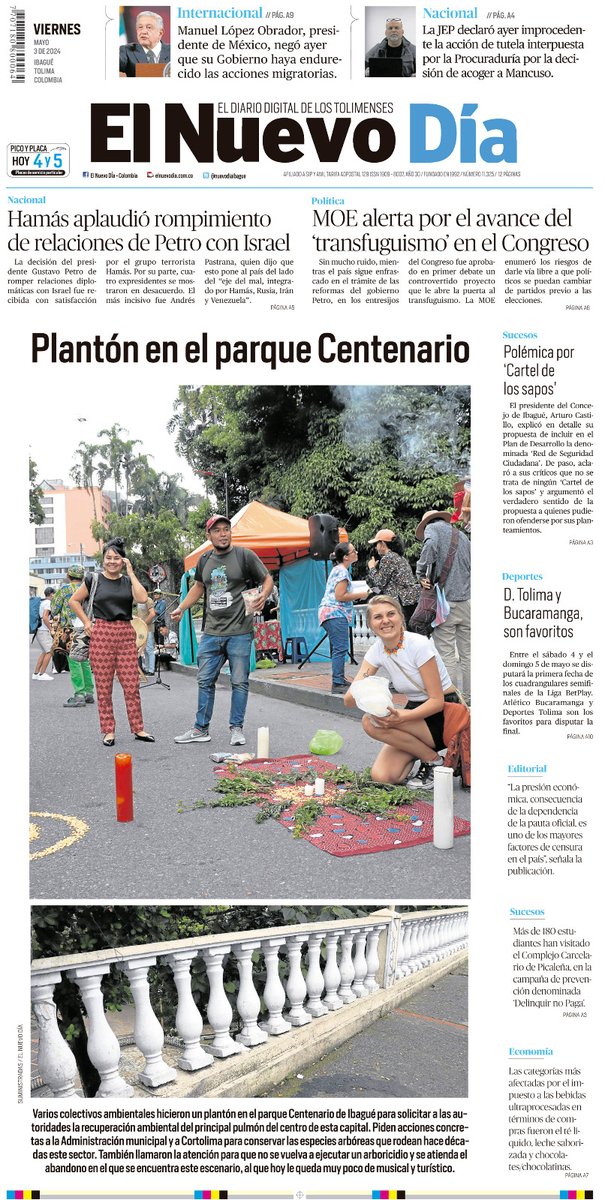 #Portada || 📄¡Buenos días! viernes 3 de mayo en el Periódico de los tolimenses, noticias judiciales, de Ibagué y el Tolima y otros temas de su interés.
¡Adquiera nuestro ePaper! ➡️ epaper.elnuevodia.com.co
👉 elnuevodia.com.co/nuevodia/