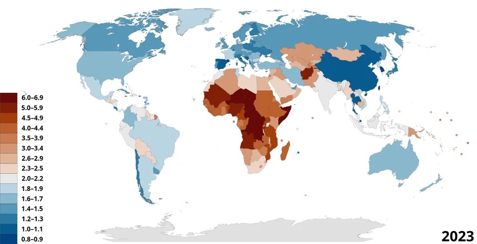 @stats_feed 🤰 World Fertility Rates, 2023