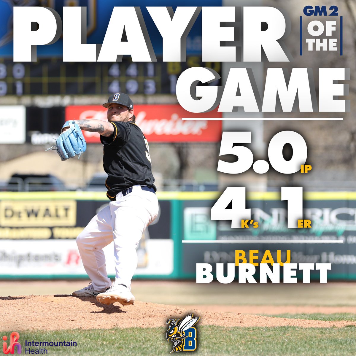 The Yellowjackets pull out the game two dub❗️

Beau Burnett was named Intermountain Health Player of the game!

#msubsports | #msubbaseball