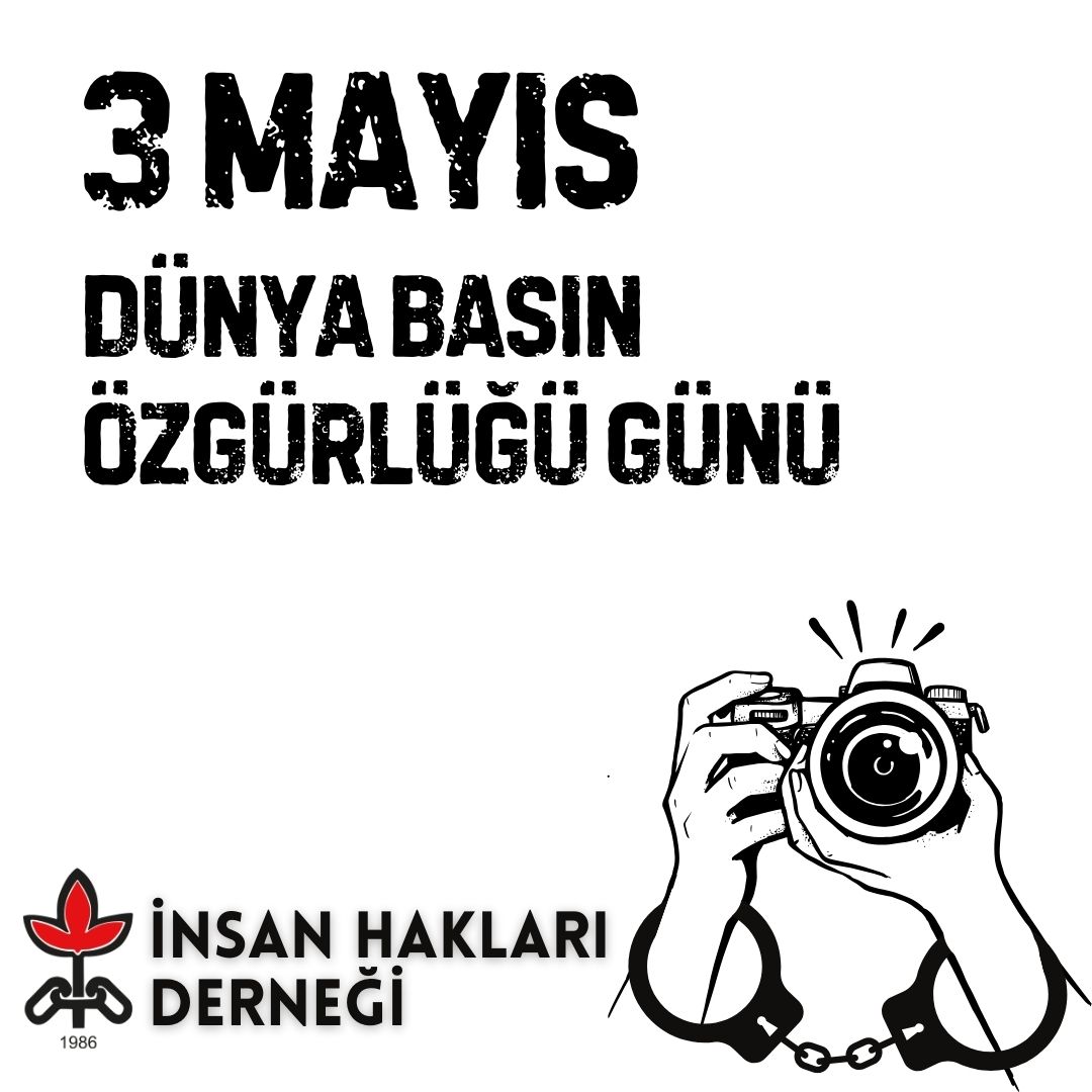 3 Mayıs Dünya Basın Özgürlüğü Günü 📢İfade Özgürlüğü İstiyoruz ! Coğrafyamızda yaşadığımız sorunların, temel meselelerin, çözülmesi için, her şeyden önce ifade özgürlüğünün sağlanması, konuşmanın önündeki yasakların kaldırılması, gerekiyor. ... Bu nedenle bizler insan hakları…