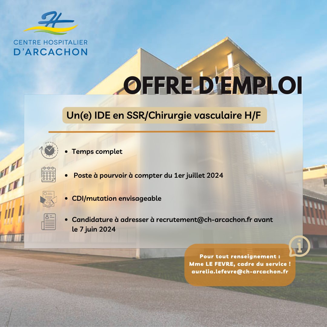 [𝙊𝙁𝙁𝙍𝙀 𝘿'𝙀𝙈𝙋𝙇𝙊𝙄] #OffreEmploi #offreemploi #bassinarcachon