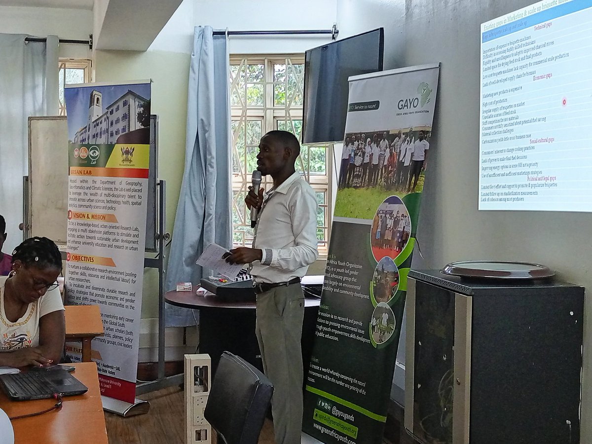 While presenting @UrbanActionLab Research, Godfrey Kizito emphasized the necessity of government intervention to up_scale the briquette industry. Research shows that high prices are hindering the widespread adoption of briquettes, despite their potential as an alternative.