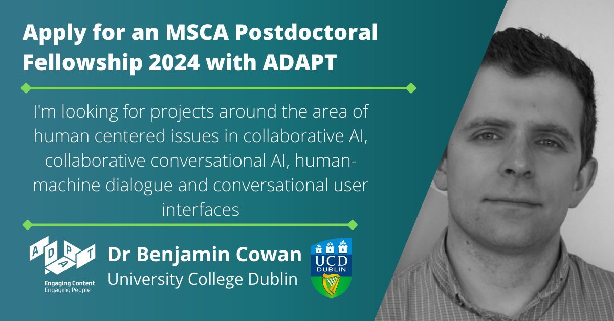 📢 ADAPT invites expressions of interest for exciting 2-year European #Postdoctoral #Fellowships under #HorizonEurope @MSCActions. Elevate your #career and #competitiveness! Interested? Apply now: adaptcentre.ie/careers/msca-p… #CollaborativeAI #ConversationalUI @ucddublin