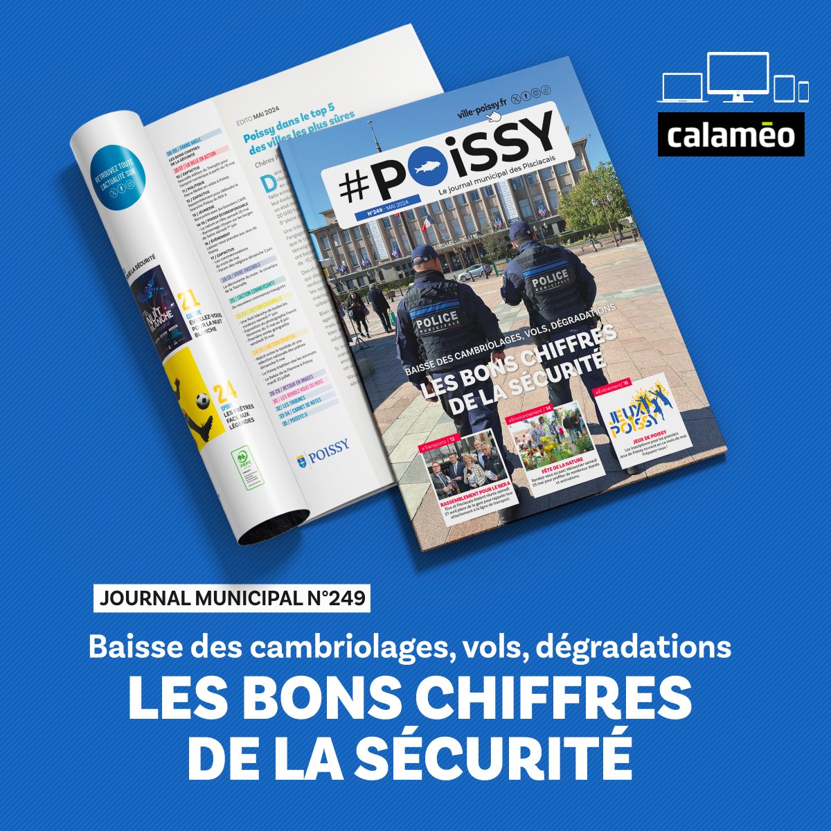 #Journal Le n°249 du journal municipal #Poissy est disponible en ligne ➡️ bit.ly/Poissy249 Au sommaire de ce numéro : 👮 Les bons chiffres de la sécurité à Poissy 🌿 La Fête de la Nature 🤝 Le Tremplin pour l'emploi en ligne 🔎 À la découverte du cimetière de la Tournelle