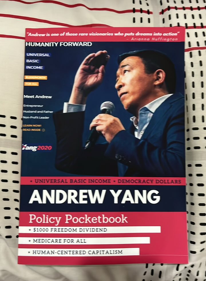 I’m so glad to have Mr. @AndrewYang’s 2020 Democratic Presidential Primary Campaign Policy Proposals Theme Book

Thnks Sir @DoromalVon