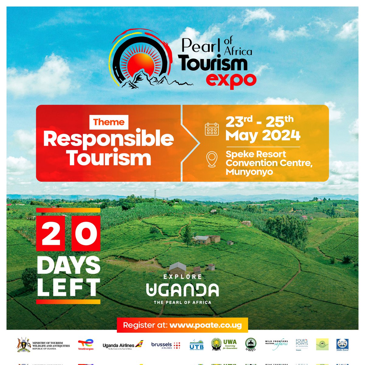 The biggest tourism event of the year #POATE2024 is just 20 days away! Join us as we showcase Uganda's diverse tourism offerings, discuss strategies for sustainable tourism development, learn from industry experts, and create global business linkages. 💻 poate.co.ug…