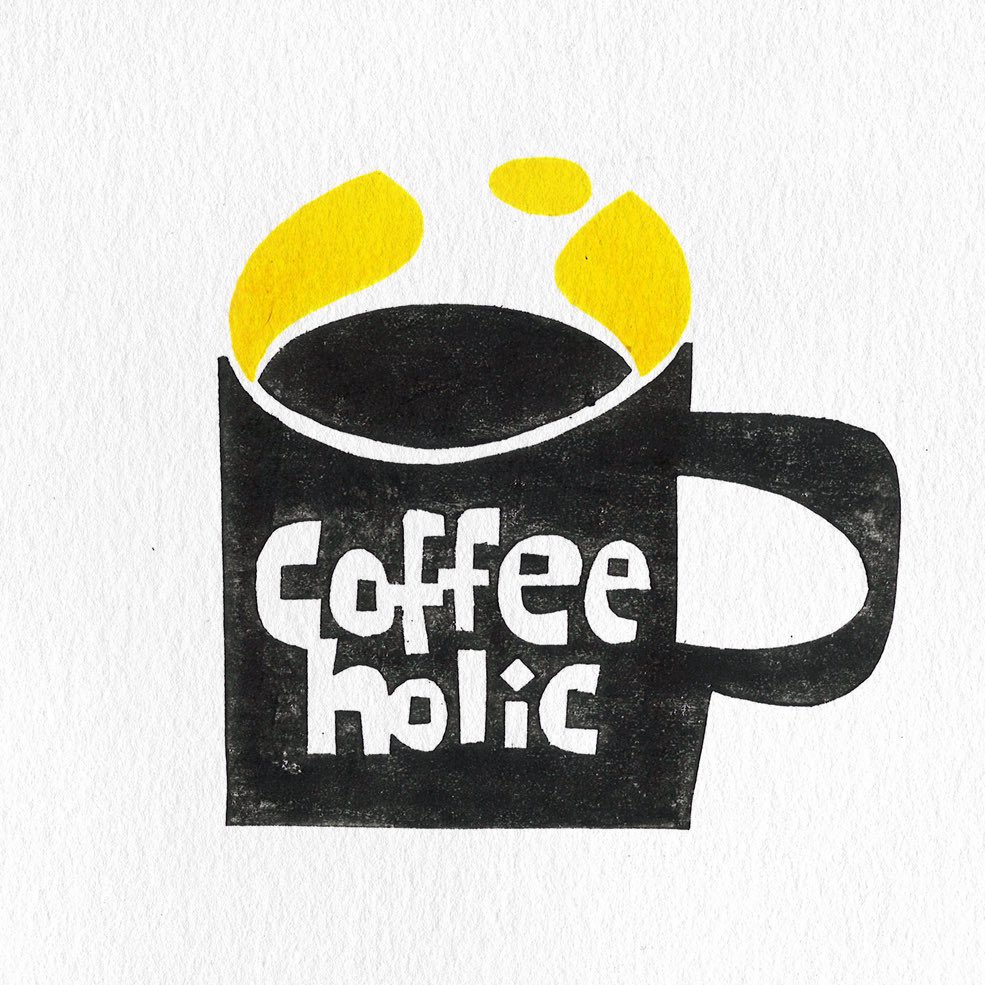 Coffeeholic  #illustration #graphicdesign #woodcut #blocprint