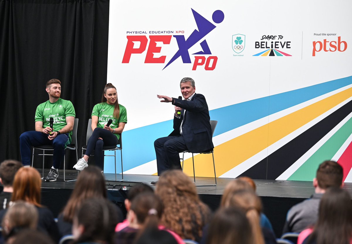 Team Ireland Dare To Believe at the <a href="/pexpoireland/">PEXpo Ireland</a> 💚 

Over 300 secondary school students submitted projects around ideas based on sport and physical fitness. 🎽🏑🤸‍♂️🏊‍♀️🏄‍♂️

It was amazing to see all of your projects today, including some that were conducted on Olympic Ideals and