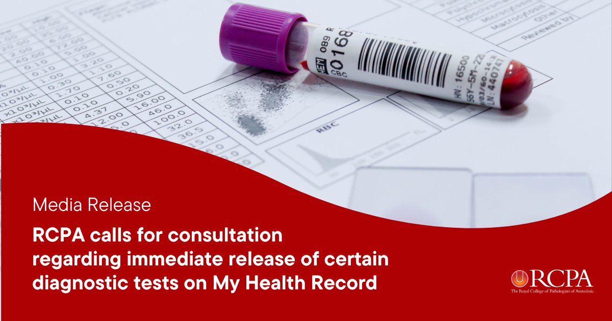 RCPA calls for urgent collaboration between government and #healthcare stakeholders following the @ausgov decision to remove the 7-day delay for #pathology and #diagnostic imaging results on #MyHealthRecord. Full statement here: rcpa.me/MediaReleaseMHR #MedTwitter