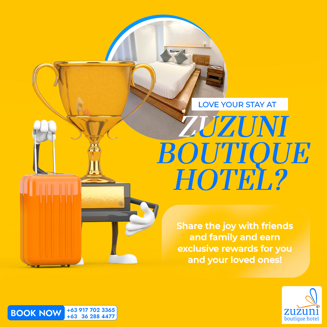 Refer a friend or family member to stay at Zuzuni Boutique Hotel.👫
Enjoy a special discount and receive a complimentary room on your next stay with us. 💼
Receive a special discount and a welcome gift on their first stay with us.🎁

#zuzuniboutiquehotel #boutiquehotel #beachview