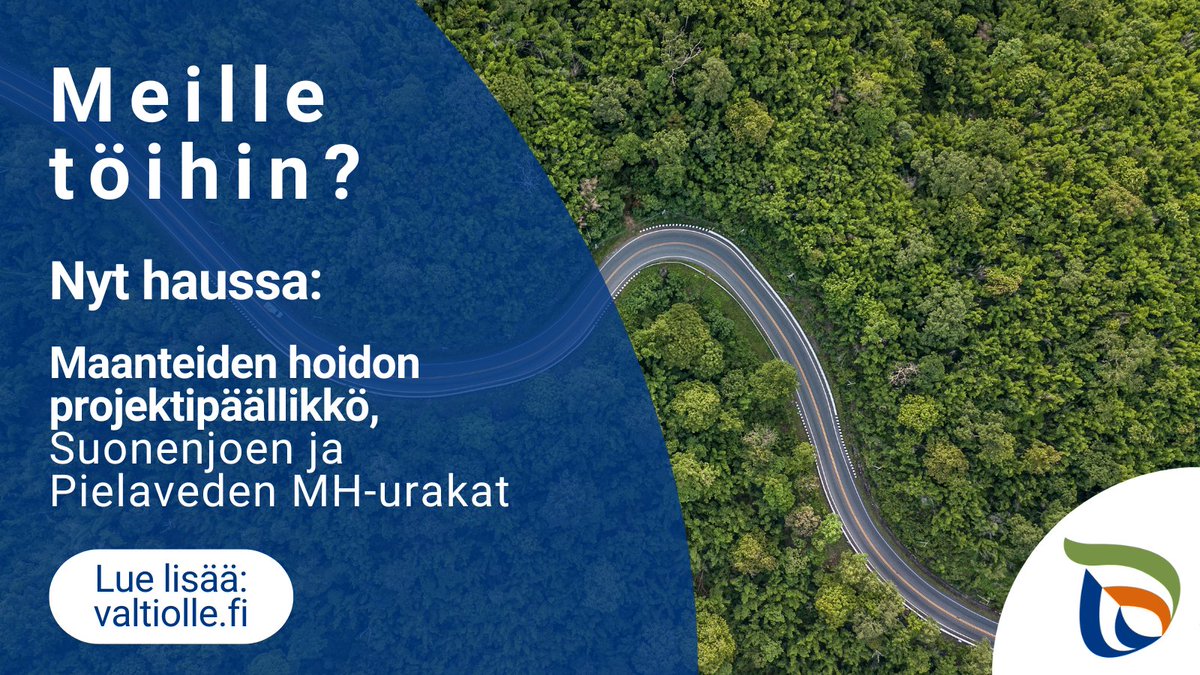 Meille töihin? 💼 Haettavana maanteiden hoidon projektipäällikön vakinainen virka Suonenjoen ja Pielaveden hoitourakoiden parissa! 🚗 Lue lisää ja hae 22.5. mennessä: valtiolle.fi/fi/tyopaikat/m… #valtille #rekry #liikenne @POSELYkeskus