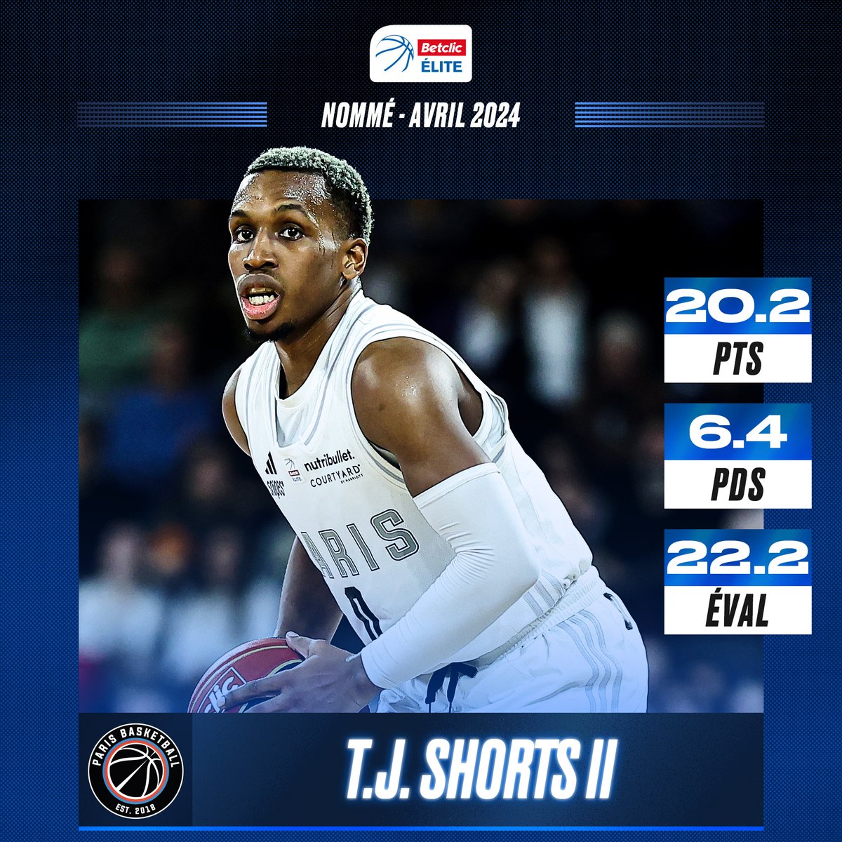 T.J. Shorts pour un doublé après le sacre en février 🏆🏆

RT pour voter pour le meneur du <a href="/ParisBasketball/">Paris Basketball</a>.

#JDMBetclicELITE