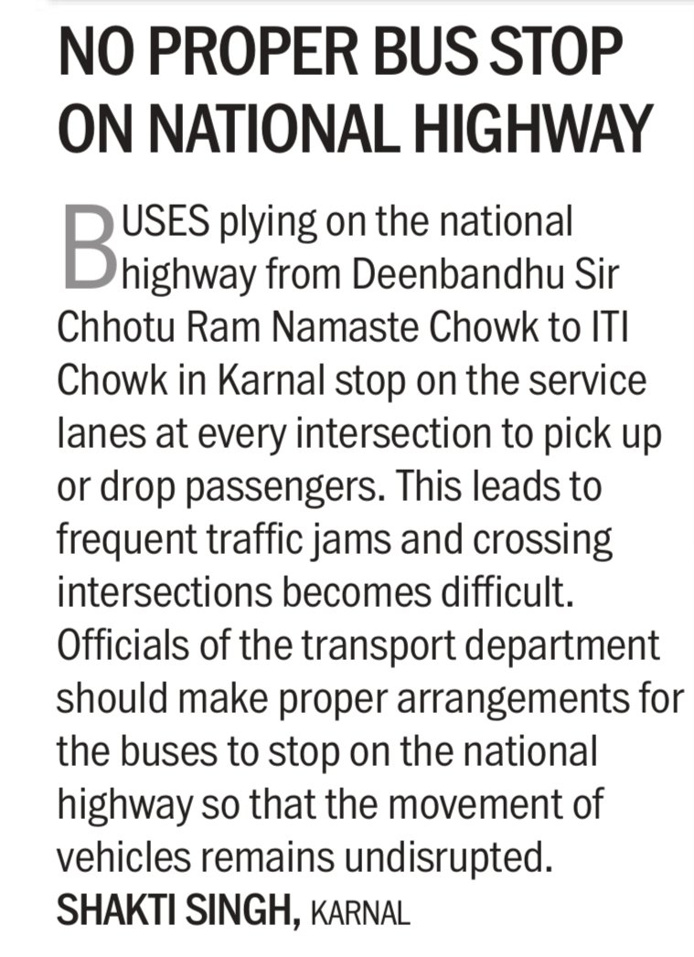 No proper #BusStop on #NationalHighway in @karnalsmartcity. Officials of #transport department should make proper #arrangements for the #buses to #stop on the #NH44 so that the #movement of #vehicles remains undisrupted.
#NHAI 
@cmohry @usiias @DCKarnal @KarnalDc @dc_karnal #Bus
