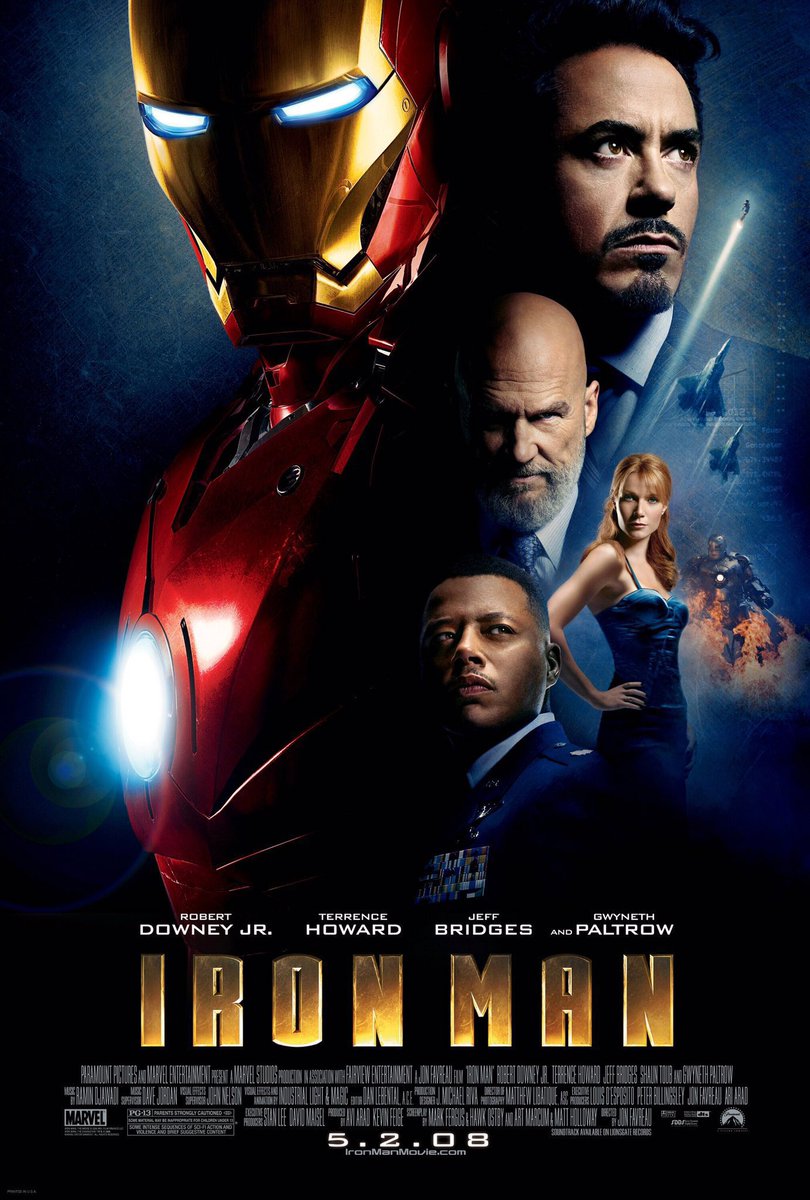 🎬MOVIE HISTORY: 16 years ago today, May 2, 2008, the movie 'Iron Man' opened in theaters! @RobertDowneyJr @terrencehoward #JeffBridges #GwynethPaltrow #ShaunToub #FaranTahir #PaulBettany #LeslieBibb @Jon_Favreau #ClarkGregg #StanLee @Kevfeige #Marvel #MCU