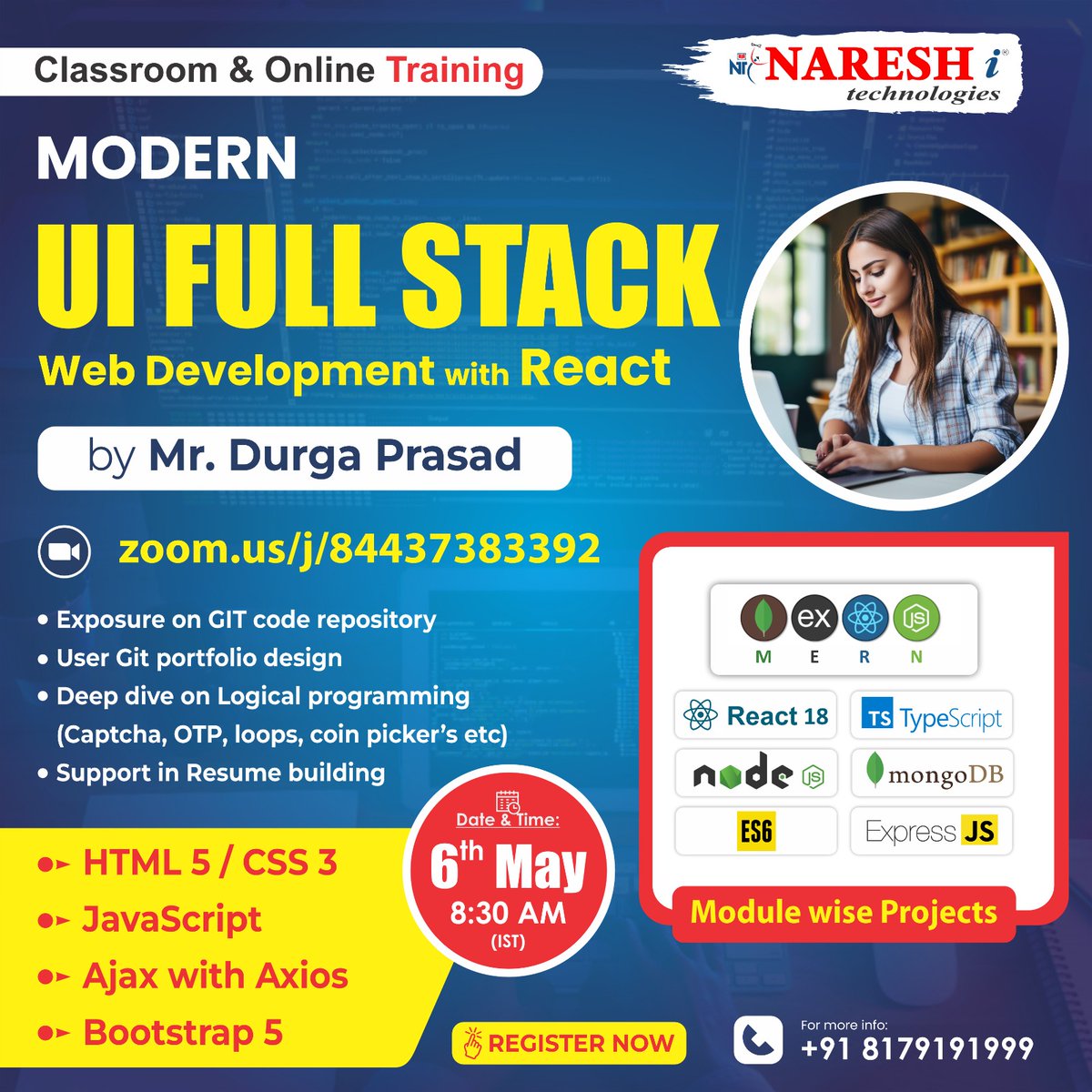 ✍️Enroll Now: bit.ly/3UBFYOT
👉Attend Free Demo On UI Full Stack Web Development with React Js by Mr. Durga Prasad.
📅Demo On 6th May @ 8:30 AM (IST)

#Uitechnologies #fullstack #html #webdevelopment #html #javascript #mysql #mernstack #Dockers #kubernets #onlinetraining