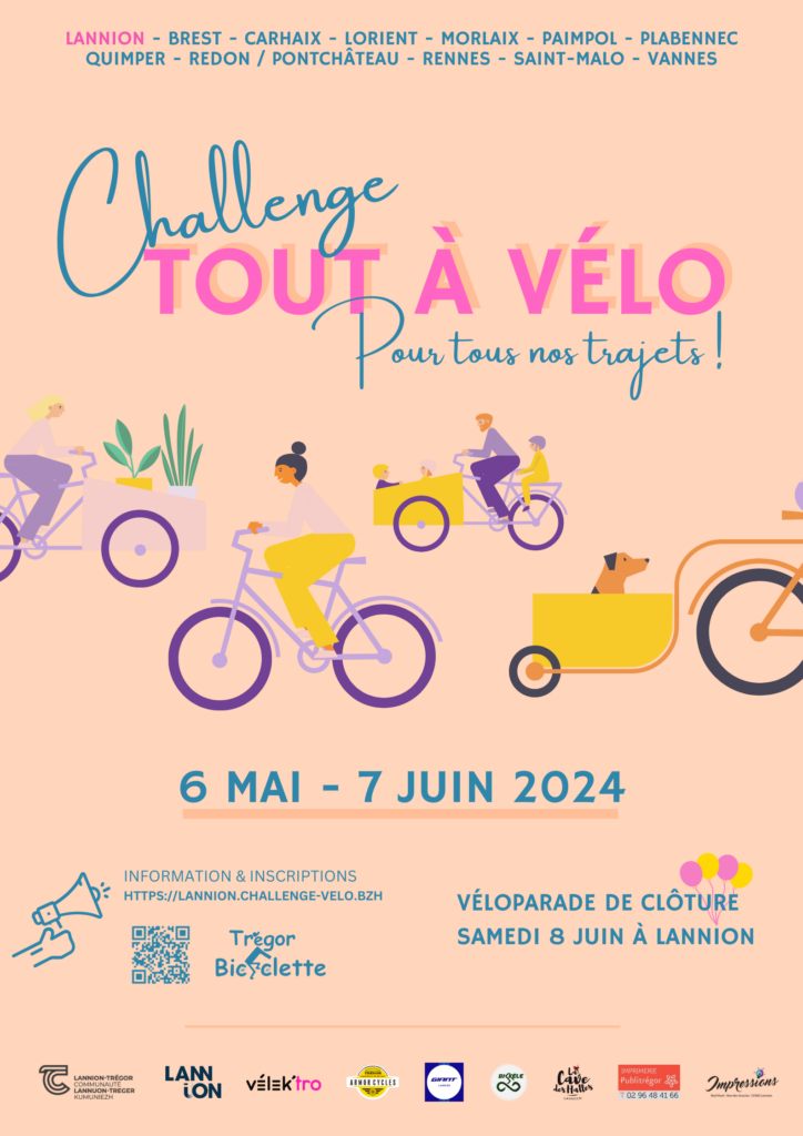 [CHALLENGE TOUT À VÉLO #2024] 🚴‍♀️ <a href="/TreBicy/">TregorBicyclette</a> 
Le RDV est pris : du 6 mai au 7 juin  ! A vos guidons ! infos et inscriptions 👉lannion.challenge-velo.bzh