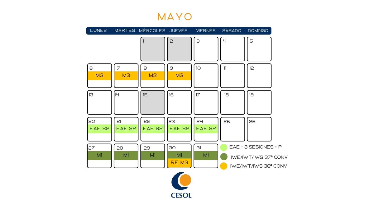 Y después de estos días festivos empezamos el mes de mayo y estrenamos nueva convocatoria del IWE.
Ahora