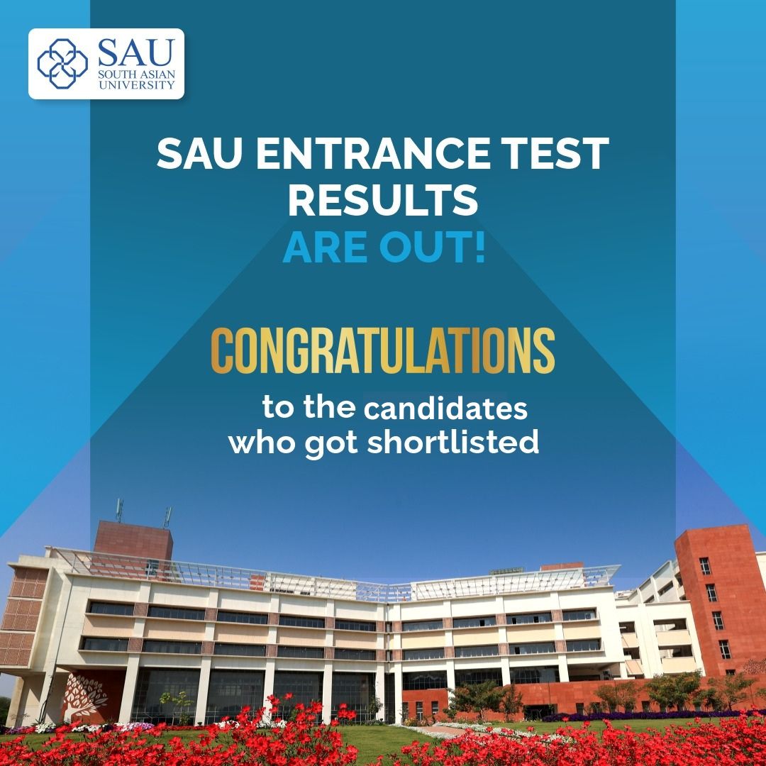 SAU Entrance Test results are out. Congratulations to the candidates who got shortlisted. Check the result page link for details. 

Link - buff.ly/3QuqxWt 

#SAU #ResultsDay #Masters #PhD #KnowledgeBeyondBorders #EntranceTest #SAUAdmissions2024