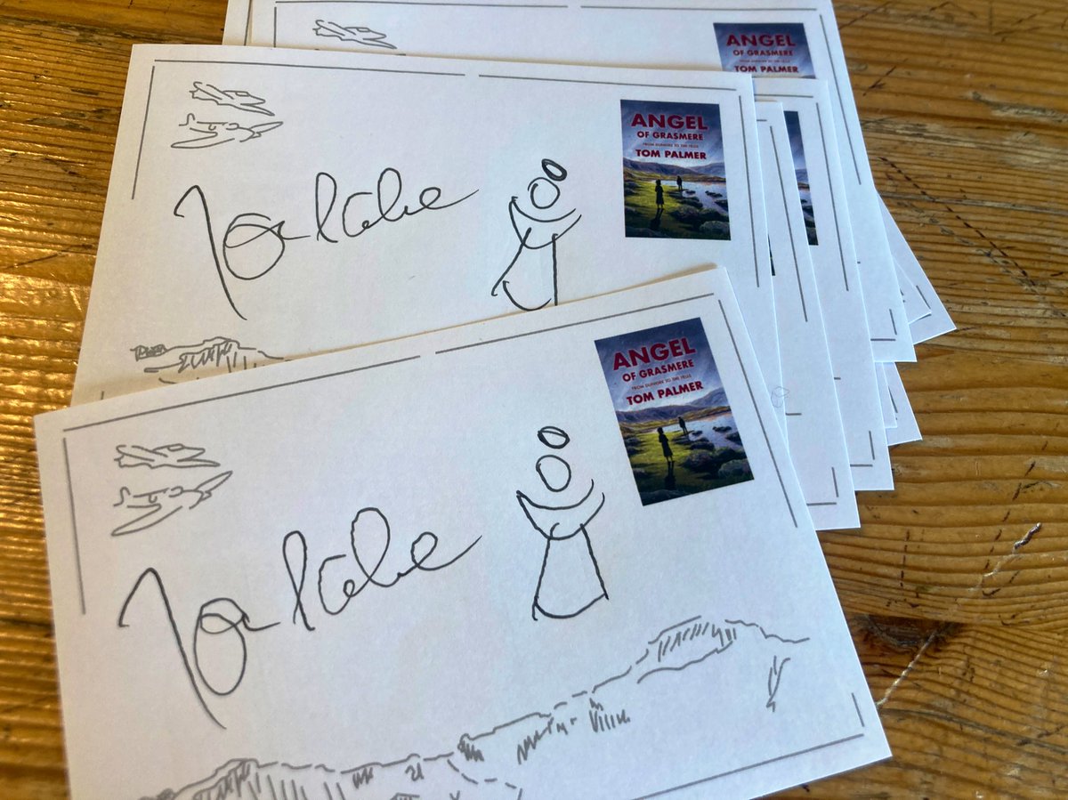 Signing #AngelOfGrasmere bookplates for lots of indie bookshops. tompalmer.co.uk/angel-of-Grasm…