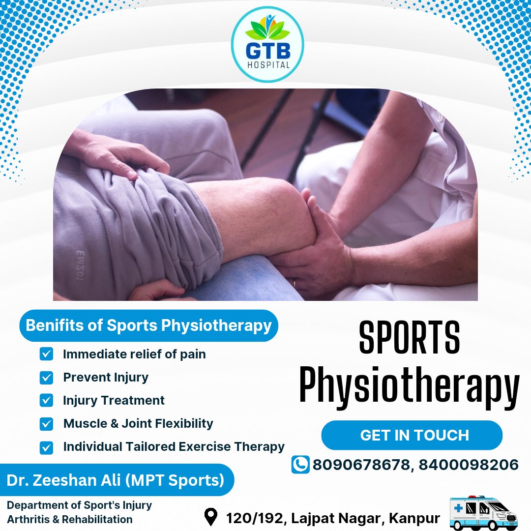 Sports Physiotherapy @HospitalGtb 

Emergency Services 24/7 🕖
.
.
Book an appointment Now 📞 8090-678-678
.
.
📌 GTB HOSPITAL 
📍 120/192,Lajpat Nagar,Kanpur - 208005

#gtbhospital #kanpurhospital #hospital #sportsinjury #doctor #physiotherapy #emergencyservices  #healthtips