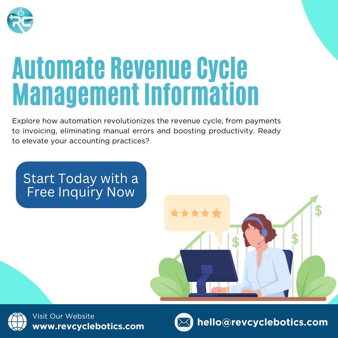 Automate the Information of Revenue Cycle Management to Minimize It! 

Click here: revcyclebotics.com

#revcyclerobotics #AutomationRevolution #RevenueCycleTransformation #ProductivityBoost #ManualErrors #EfficiencyUpgrade #StreamlineOperations #InnovativeAccounting