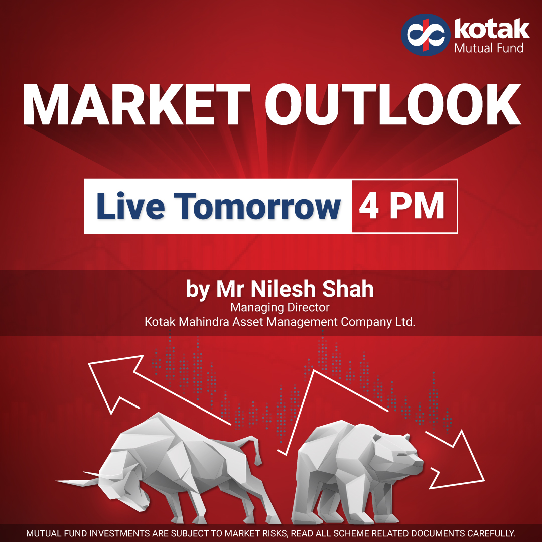 Tune in to the monthly market outlook with @Nileshshah68 tomorrow at 4 pm. Set a reminder now: info.kotakmf.com/3UlIx6b #marketoutlook #equity #debt #mutualfunds #Live