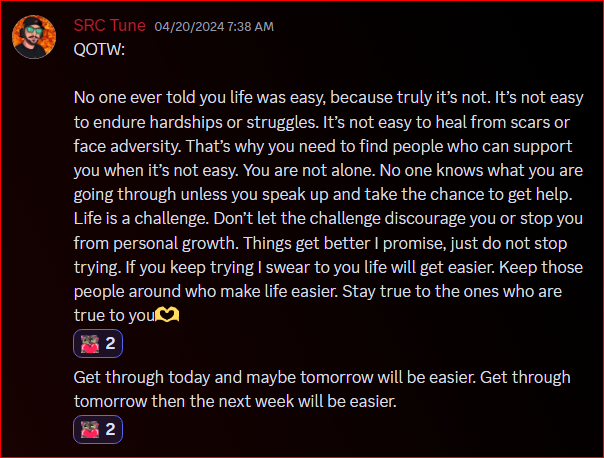 'Get through today and maybe tomorrow will be easier. Get through tomorrow then the next week will be easier.' Quote of the week w/@srctune