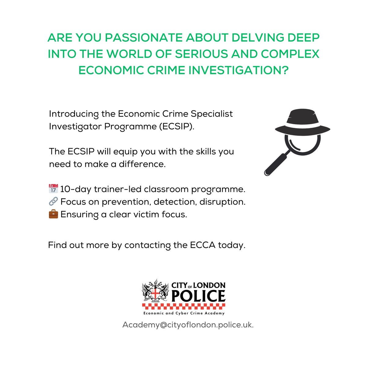 Are you wanting to take your investigation skills in economic crime to the next level? Then contact the Economic and Cyber Crime Academy today to find out more about what courses are on offer: bit.ly/3wqdCOa
