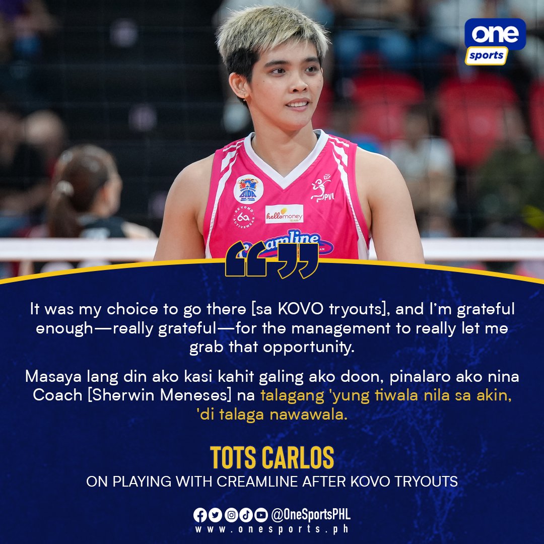 A REALLY COOL SUPPORT SYSTEM 💗

Coming off straight from the KOVO tryouts, Tots Carlos expresses gratitude towards Creamline for allowing her to play against their rival, Petro Gazz, last Thursday at the #PVL2024 semifinal round.

#PVLonOneSports #TheHeartOfVolleyball