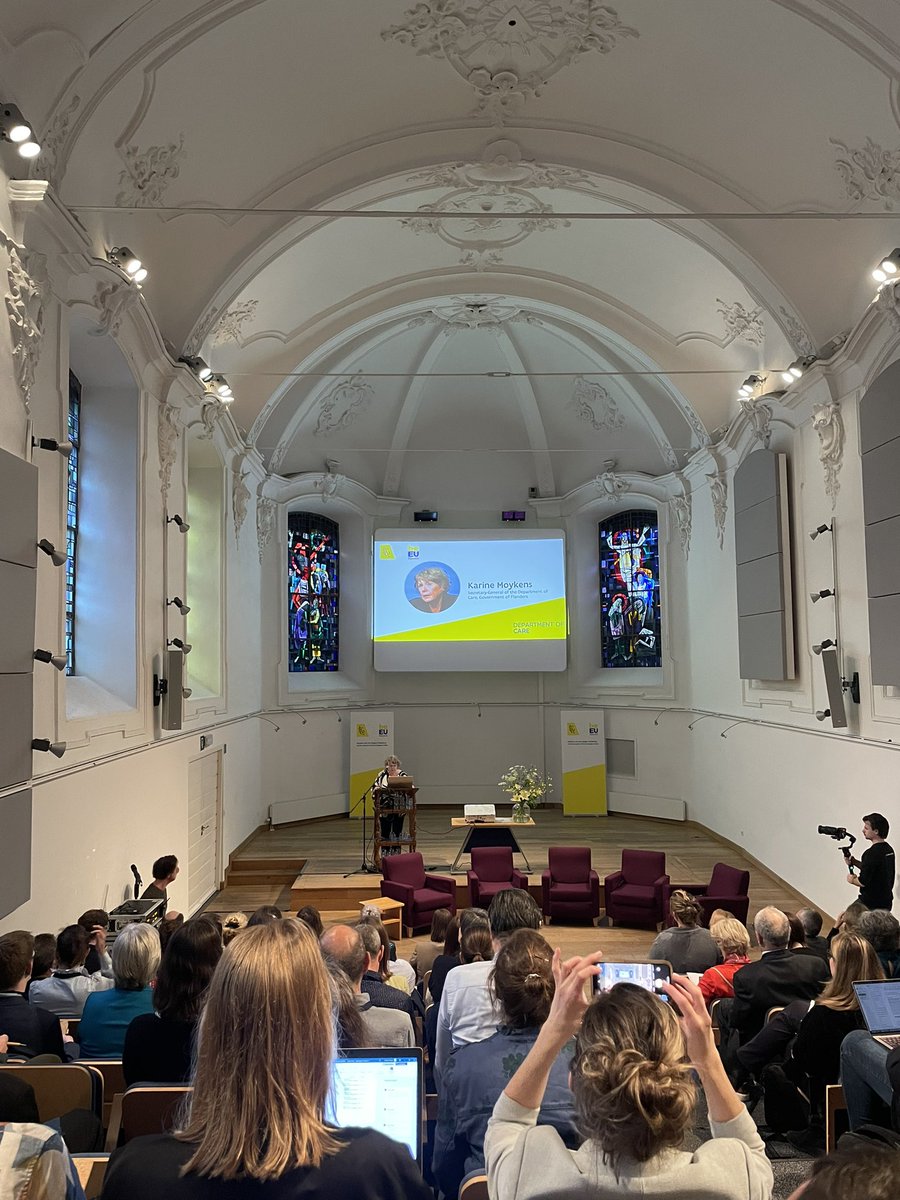 EUREGHA's tweet photo. @KarineMoykens, Secretary General of Care Department @ZorgVlaanderen Flanders 🇧🇪, opening with key insights from the #region on the importance of person-centred, #integrated &amp; goal-oriented care, driven by #bottomup approaches and  most importantly, #data. 🔎 #TheDataConnection https://t.co/cFzrsTY8ld