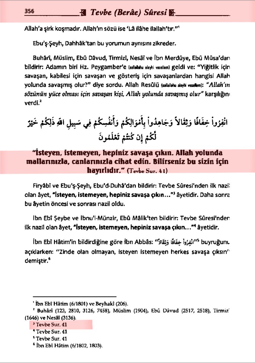 'Cihad, Kur'an'ın neresinde varmış?'
Aç Ankebût 69, Enfâl 60, Nisâ 95, Hac 78, Hucurat 15, Saff 11 ve Tevbe 41'i de nerede varmış gör!
Dininizden haberiniz yok be.
Çıkmışsın televizyona kıvırıyorsun!
Al bak bakalım burada ne yazıyor?
Okudun mu hiç?
O 7 ayeti okudun mu birader?