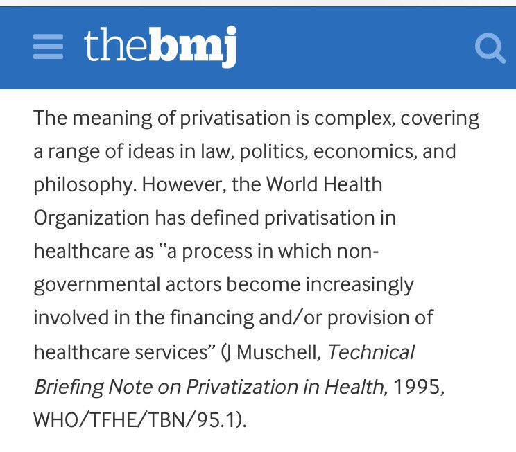 What the Tories have done to our NHS (and New Labour and the Libdems have played their part) fits the World Health Organisation’s definition of privatisation